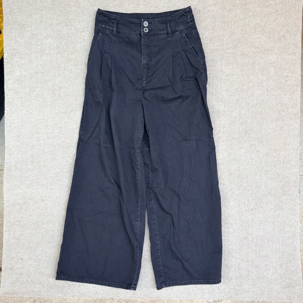 Pilcro‎ and the Letterpress Anthropologie Wide Leg Pleated Pants Black Size 30